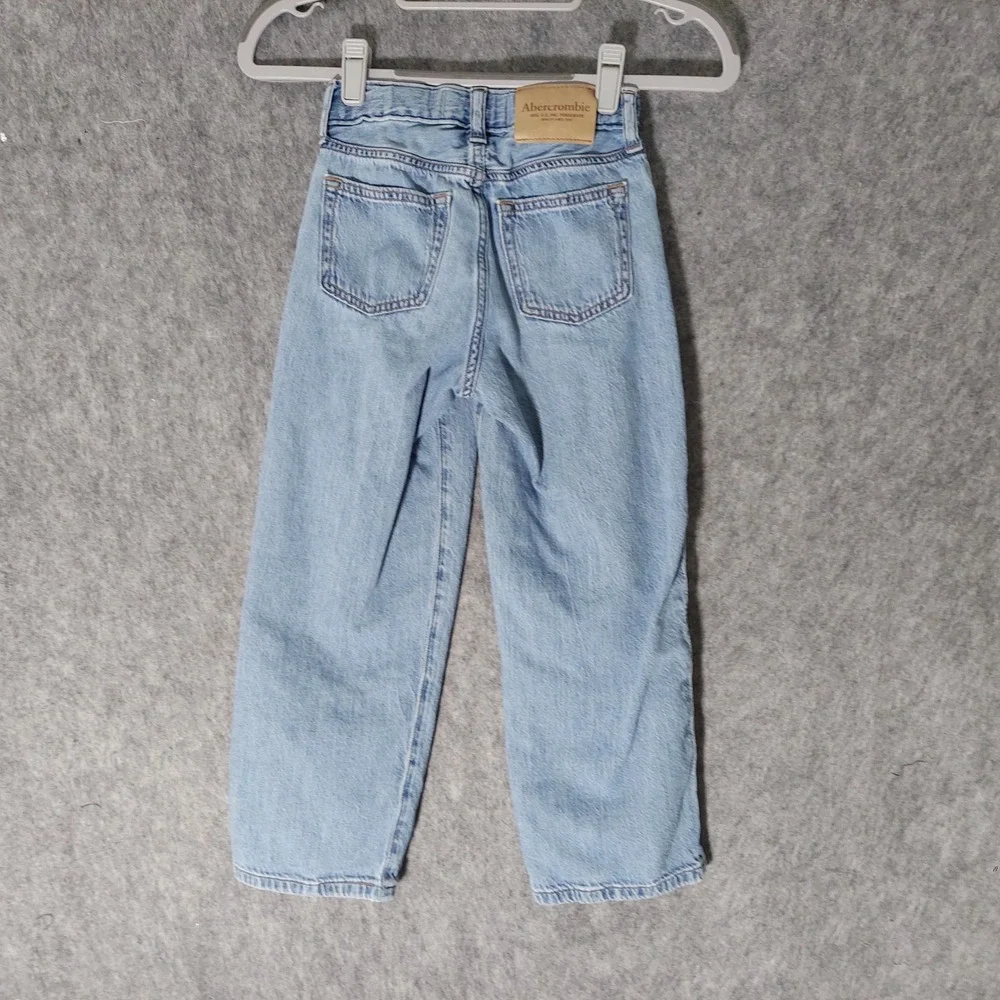 Abercrombie Kids Girls Baggy Jeans 5/6 Long Blue Streetwear Adjustable Waist